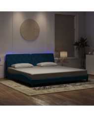 Cadre de lit avec lumières LED bleu 200x200 cm velours | Mobilier & Déco