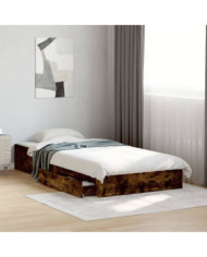 Cadre de lit avec tiroirs sans matelas chêne fumé 75x190 cm | Mobilier & Déco