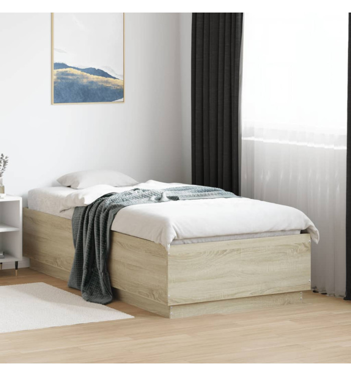 Cadre de lit avec LED sans matelas chêne sonoma 75x190 cm | Mobilier & Déco