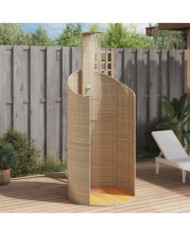 Douche d'extérieur beige 100x100x241,5cm poly rotin bois acacia | Mobilier & Déco