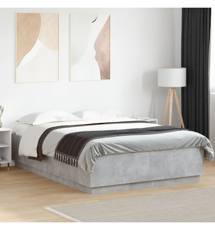 Cadre de lit sans matelas gris béton 120x200 cm | Mobilier & Déco