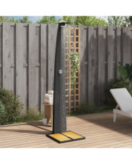Douche d'extérieur noir 55x60x224 cm résine tressée bois acacia | Mobilier & Déco