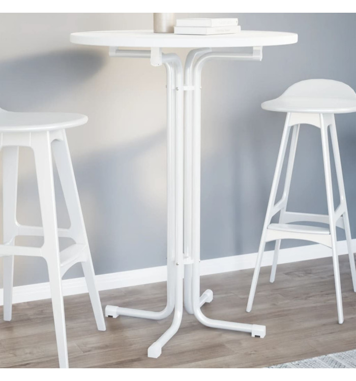 Table à manger blanc Ø80x110 cm bois d'ingénierie et acier | Mobilier & Déco