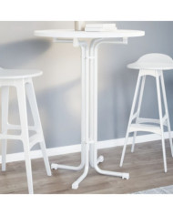 Table à manger blanc Ø80x110 cm bois d'ingénierie et acier | Mobilier & Déco