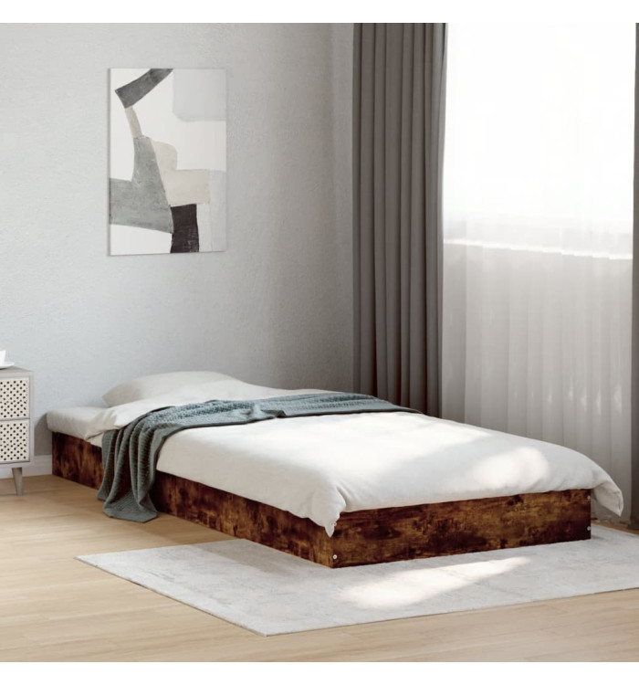 Cadre de lit sans matelas chêne fumé 90x200cm bois d'ingénierie | Mobilier & Déco