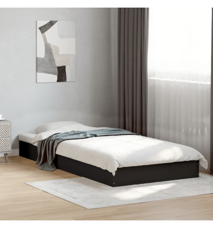 Cadre de lit sans matelas noir 75x190 cm bois ingénierie | Mobilier & Déco