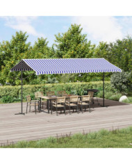 Auvent autoportant bleu et blanc 500x300 cm tissu et acier | Mobilier & Déco