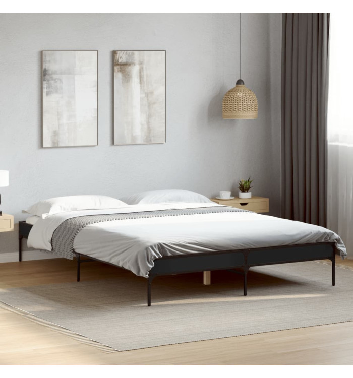 Cadre de lit sans matelas noir 140x200 cm | Mobilier & Déco