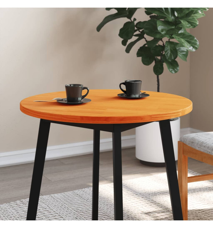 Dessus de table rond cire marron Ø70x2,5 cm bois de pin massif | Mobilier & Déco
