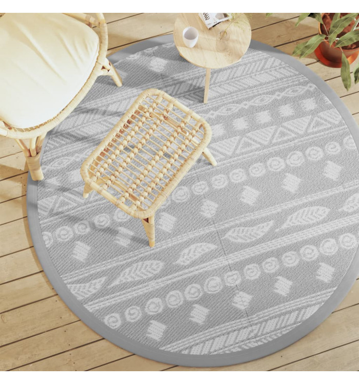 Tapis d'extérieur ARAKIL gris Ø160 cm PP | Mobilier & Déco