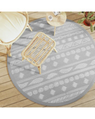 Tapis d'extérieur ARAKIL gris Ø160 cm PP | Mobilier & Déco
