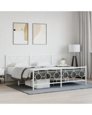 Cadre de lit métal sans matelas et pied de lit blanc 183x213 cm | Mobilier & Déco