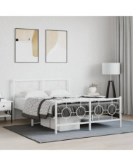 Cadre de lit métal sans matelas et pied de lit blanc 140x190 cm | Mobilier & Déco