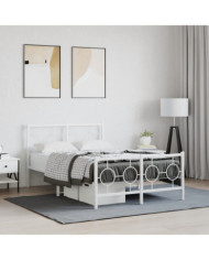 Cadre de lit métal sans matelas et pied de lit blanc 120x200 cm | Mobilier & Déco