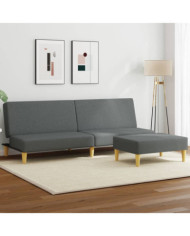 Canapé-lit à 2 places avec oreillers et repose-pied gris foncé | Mobilier & Déco