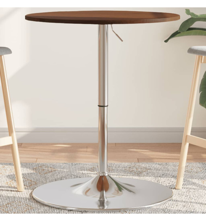 Table de bar marron foncé Ø60x89,5 cm bois massif de chêne | Mobilier & Déco