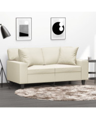 Canapé 2 places avec oreillers crème 120 cm similicuir | Mobilier & Déco