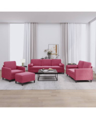 Ensemble de canapés 4 pcs avec coussins rouge bordeaux velours | Mobilier & Déco