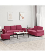 Ensemble de canapés 3 pcs avec coussins Rouge bordeaux Velours | Mobilier & Déco