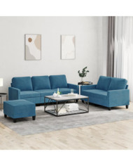 Ensemble de canapés 3 pcs avec coussins Bleu Velours | Mobilier & Déco