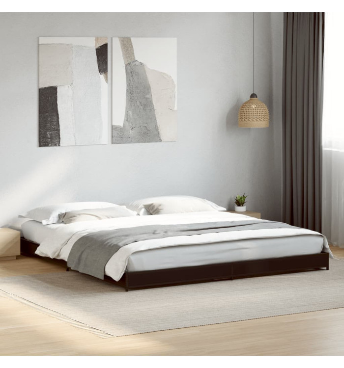 Cadre de lit sans matelas noir 200x200 cm | Mobilier & Déco