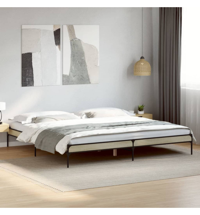Cadre de lit sans matelas chêne sonoma 200x200 cm | Mobilier & Déco