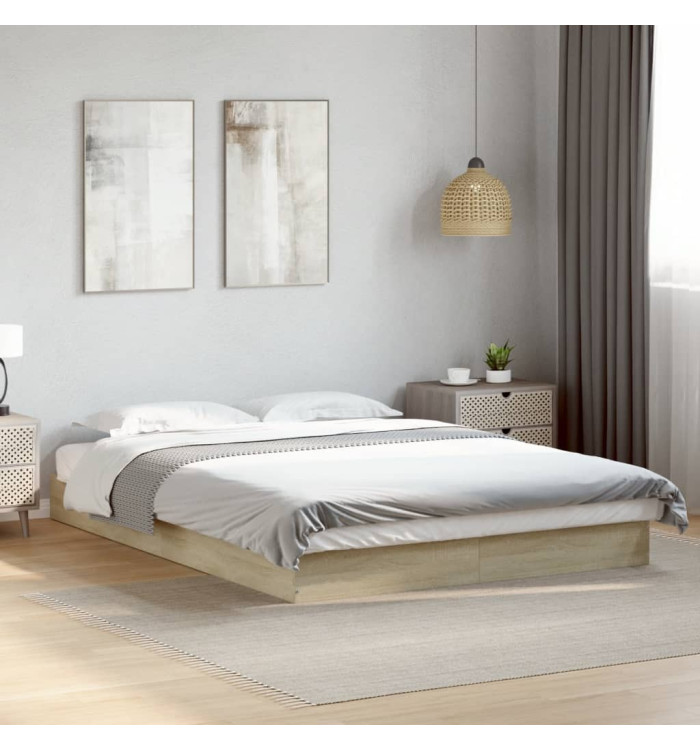 Cadre de lit sans matelas chêne sonoma 135x190 cm | Mobilier & Déco