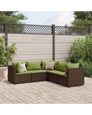 Salon de jardin 5 pcs avec coussins Marron Résine tressée | Mobilier & Déco