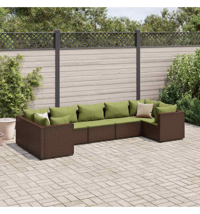 Salon de jardin avec coussins 7 pcs marron résine tressée | Mobilier & Déco