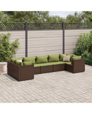 Salon de jardin avec coussins 7 pcs marron résine tressée | Mobilier & Déco