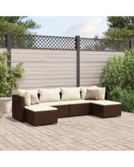 Salon de jardin 6 pcs avec coussins Marron Résine tressée | Mobilier & Déco