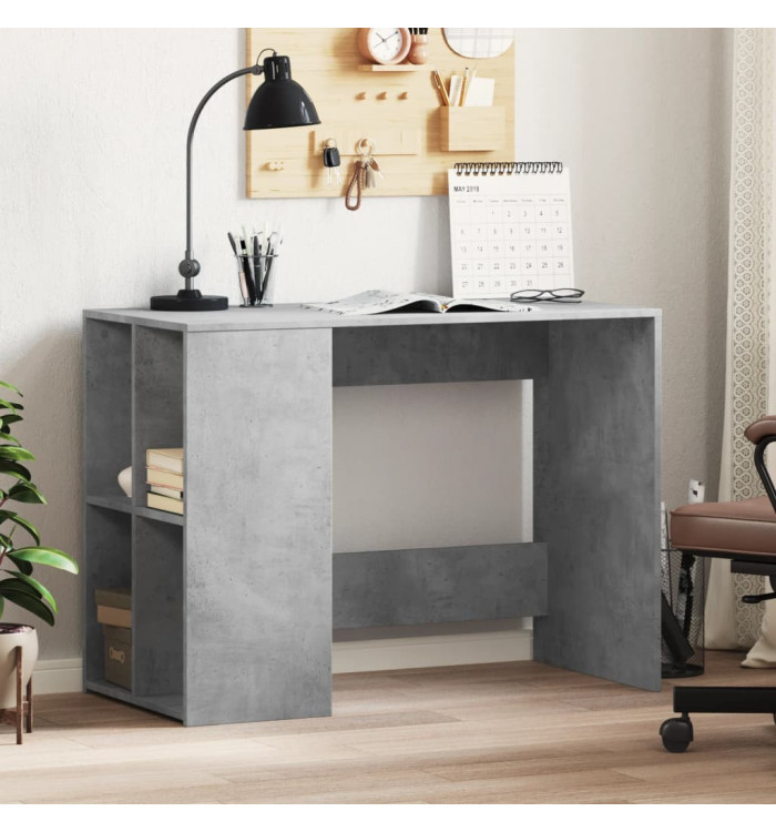 Bureau gris béton 102x50x75 cm bois d'ingénierie | Mobilier & Déco