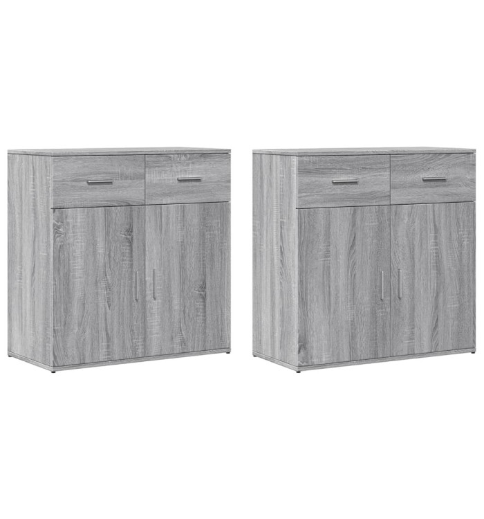 Buffets 2 pcs sonoma gris 79x38x80 cm bois d'ingénierie | Mobilier & Déco