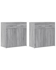 Buffets 2 pcs sonoma gris 79x38x80 cm bois d'ingénierie | Mobilier & Déco