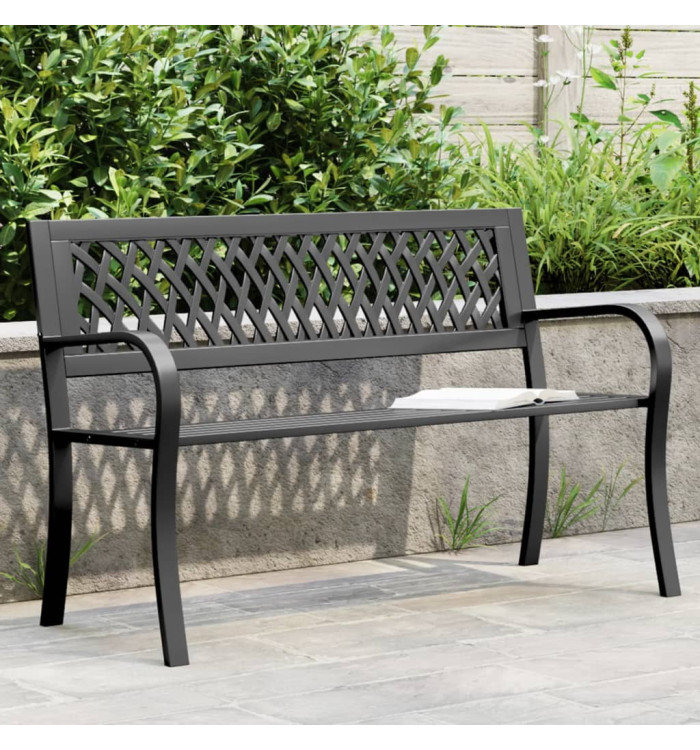 Banc de jardin Noir 120 cm Acier | Mobilier & Déco