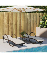 Chaises longues lot de 2 avec coussins marron résine tressée | Mobilier & Déco