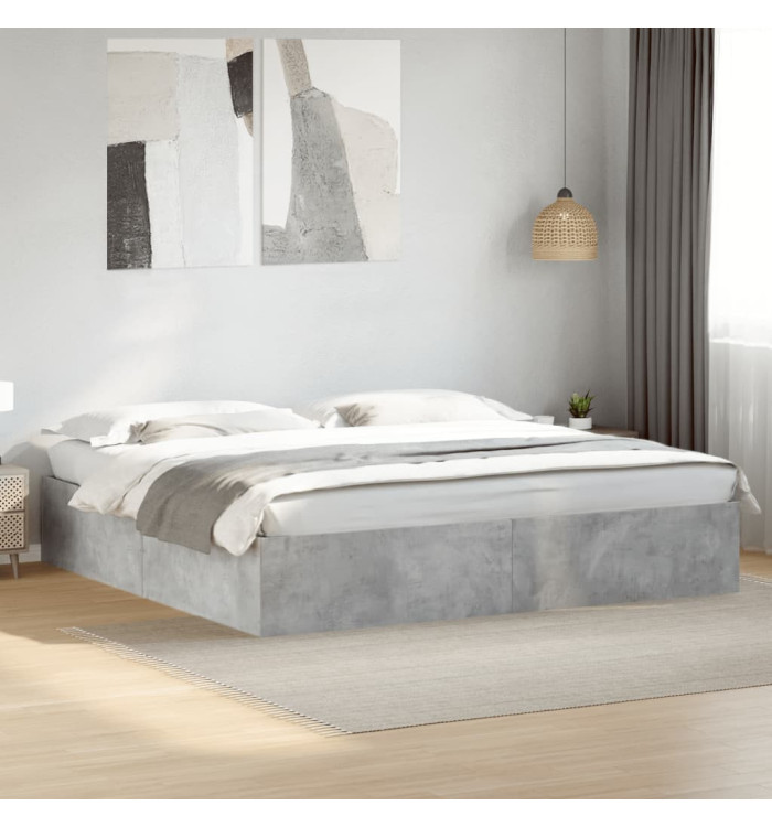 Cadre de lit sans matelas gris béton 200x200 cm | Mobilier & Déco