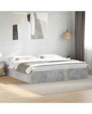 Cadre de lit sans matelas gris béton 200x200 cm | Mobilier & Déco