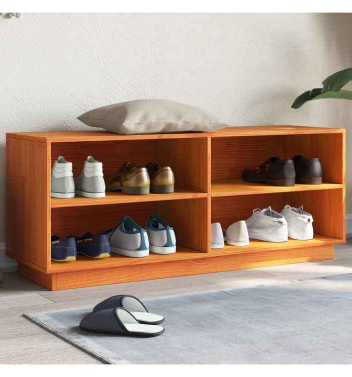Armoire à chaussures cire marron 110x34x45 cm bois pin massif | Mobilier & Déco