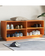 Armoire à chaussures cire marron 110x34x45 cm bois pin massif | Mobilier & Déco