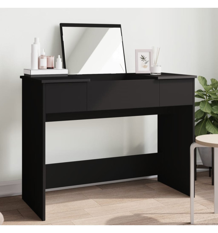 Coiffeuse avec miroir noir 100x45x76 cm | Mobilier & Déco