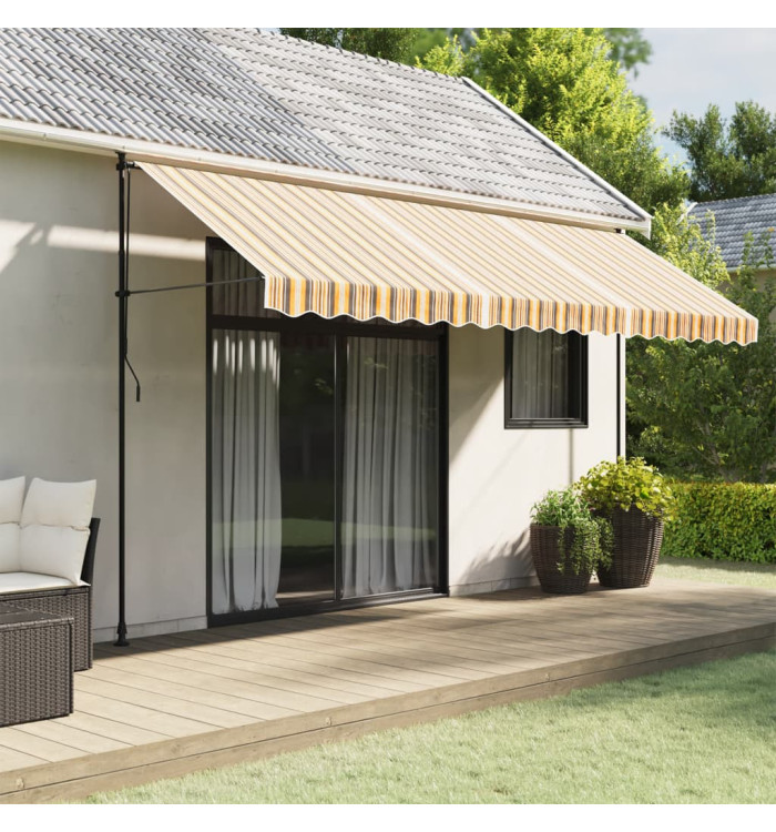 Tissu de remplacement pour auvent rayures multicolores 4,5x3 m | Mobilier & Déco