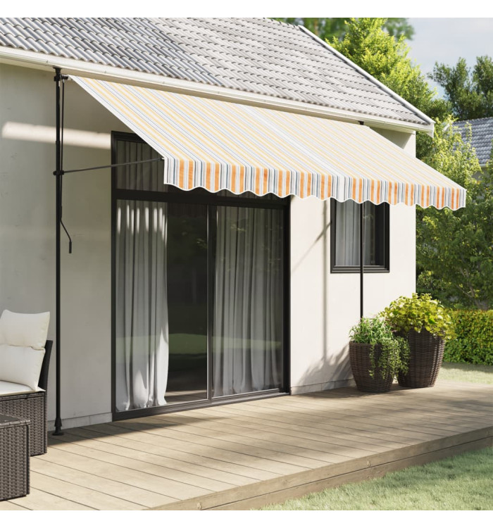 Tissu de remplacement pour auvent rayures multicolores 3,5x2,5m | Mobilier & Déco