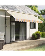 Tissu de remplacement pour auvent rayures multicolores 3,5x2,5m | Mobilier & Déco