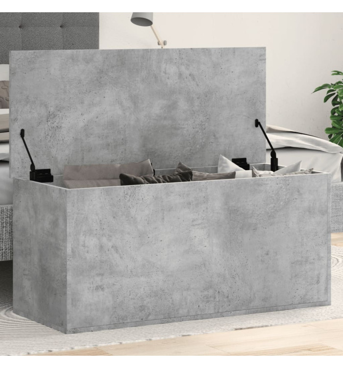 Boîte de rangement gris béton 100x42x46 cm bois d'ingénierie | Mobilier & Déco