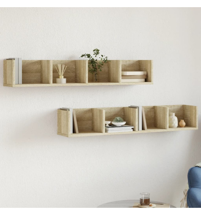 Armoires murales 2pcs chêne sonoma 99x18x16,5cm bois ingénierie | Mobilier & Déco