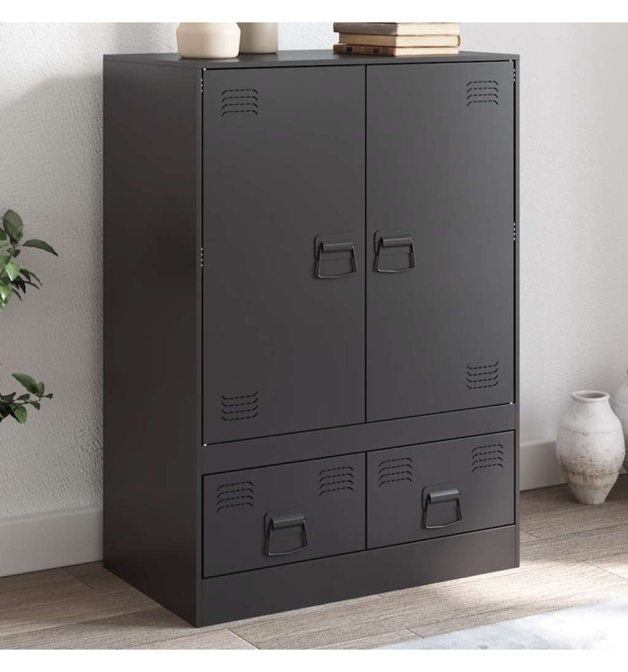 Buffet haut noir 67x39x95 cm acier | Mobilier & Déco