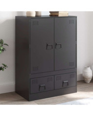 Buffet haut noir 67x39x95 cm acier | Mobilier & Déco