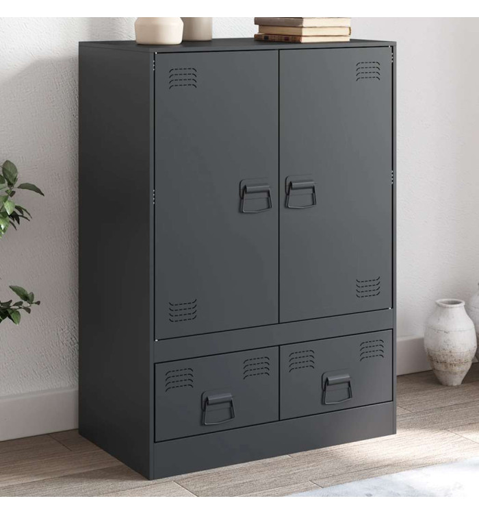 Buffet haut anthracite 67x39x95 cm acier | Mobilier & Déco
