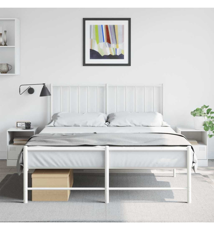 Tables de chevet 2 pcs blanc 34,5x39x44 cm acier | Mobilier & Déco